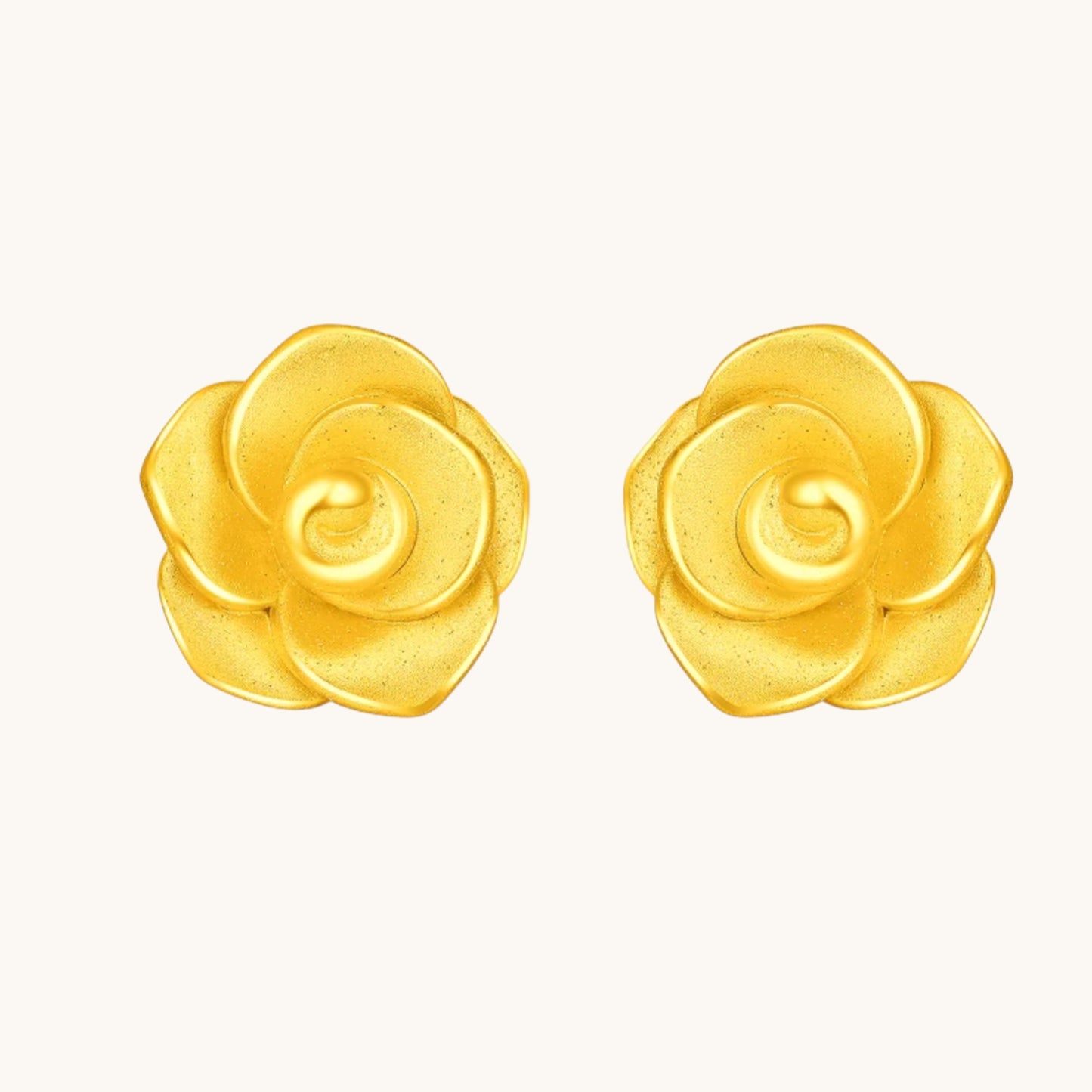 Genuine 24K Gold Rose Stud Earrings