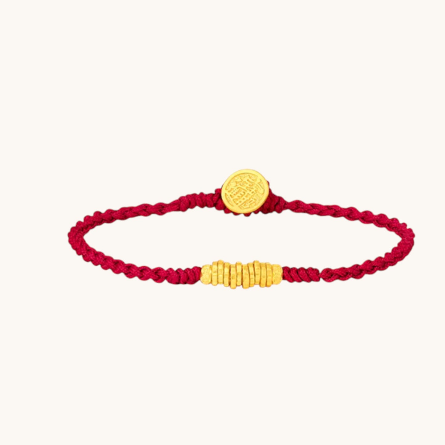 24K Fine Gold Bring in wealth and treasure Chinese Charm Weaving Bracelet
