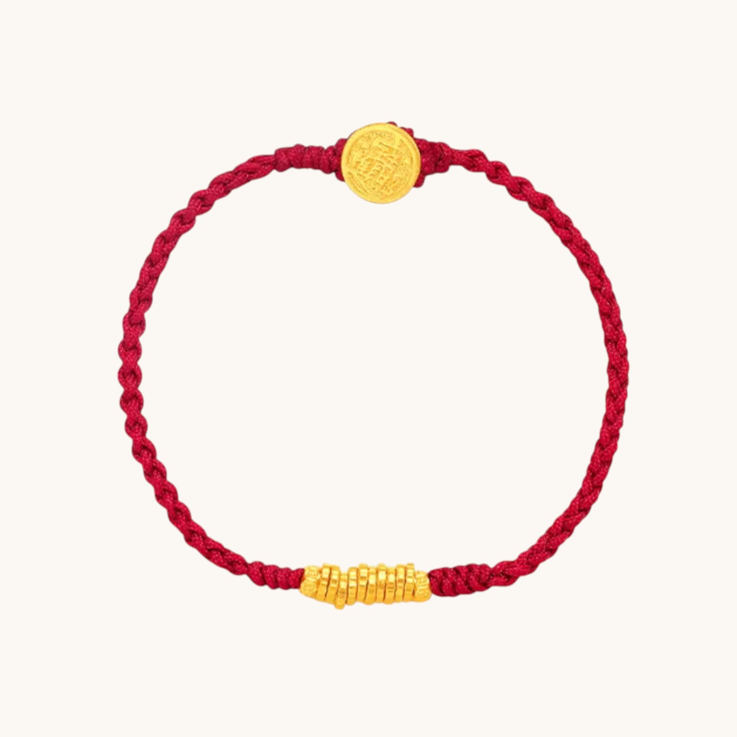 24K Fine Gold Bring in wealth and treasure Chinese Charm Weaving Bracelet