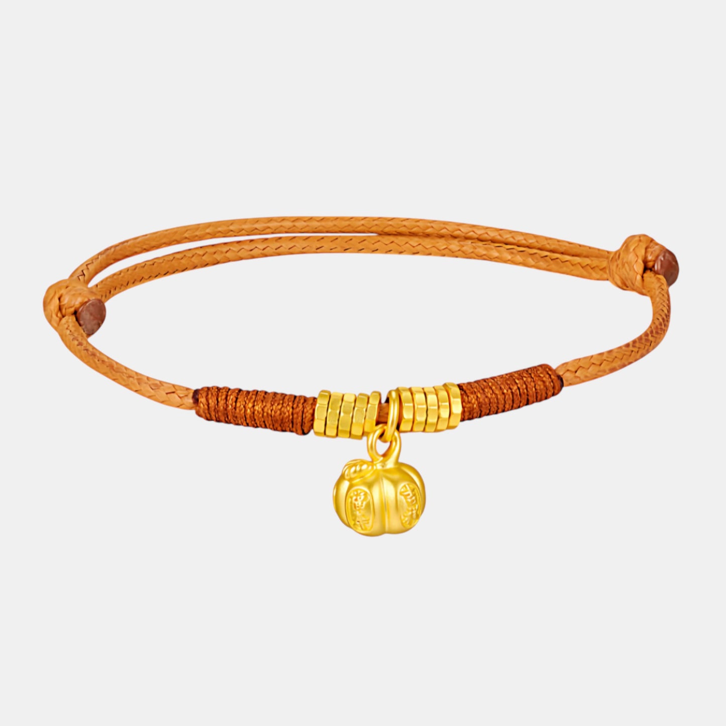 24K Gold Persimmon Wish Come True Chinese Charm Weaving Bracelet