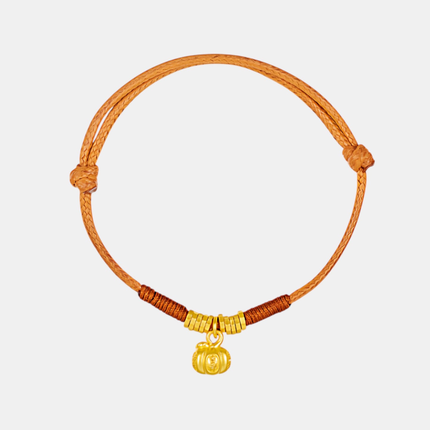24K Gold Persimmon Wish Come True Chinese Charm Weaving Bracelet