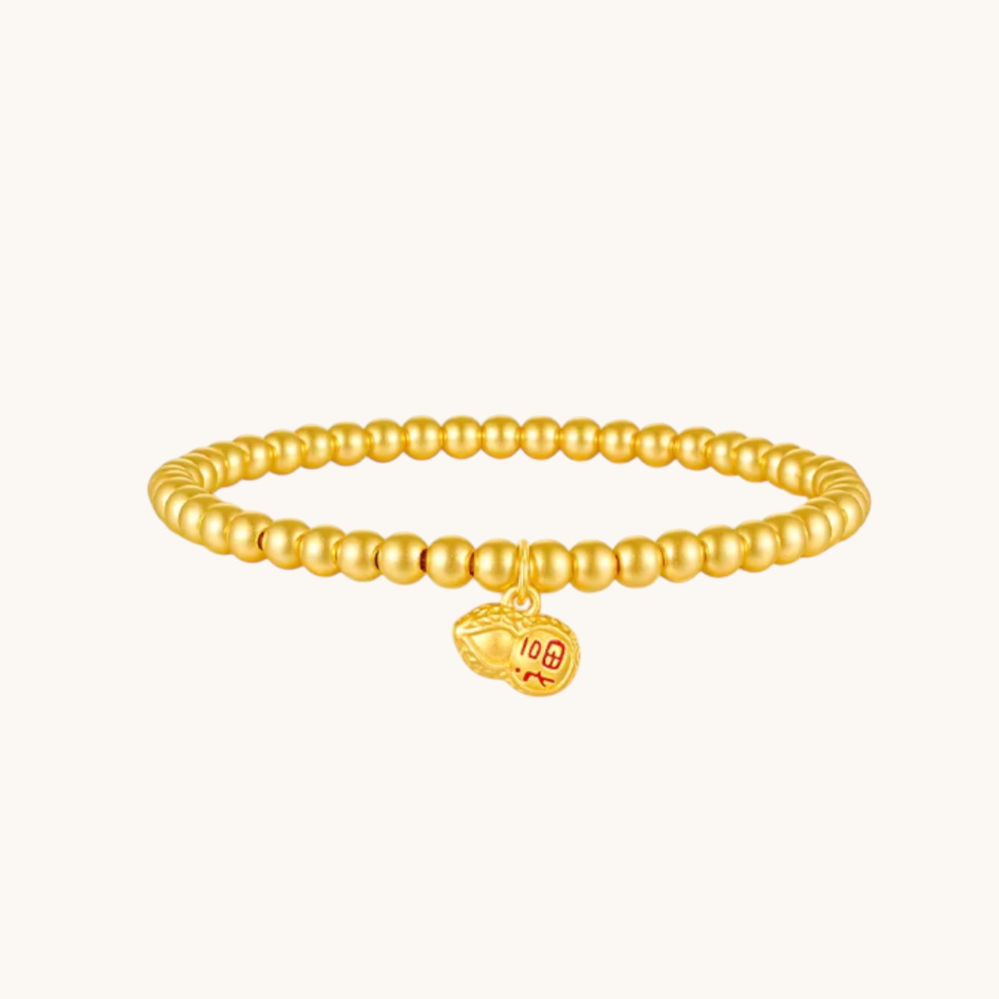 24K 5D Gold Minimal Beads Peanut Blessing Charm Bracelet