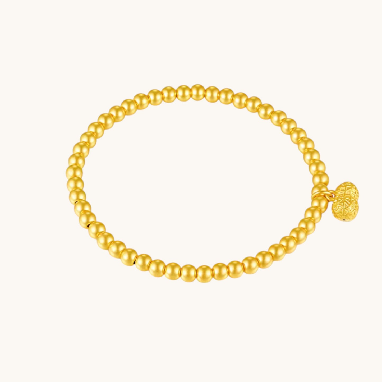 24K 5D Gold Minimal Beads Peanut Blessing Charm Bracelet