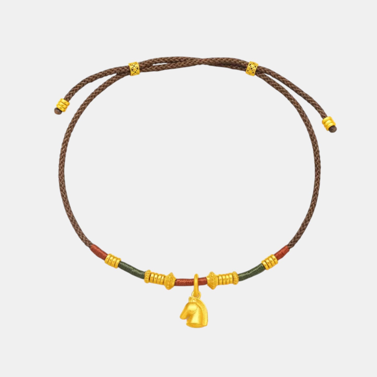 24K Gold Horse Charm Weaving Adjustable Bracelet