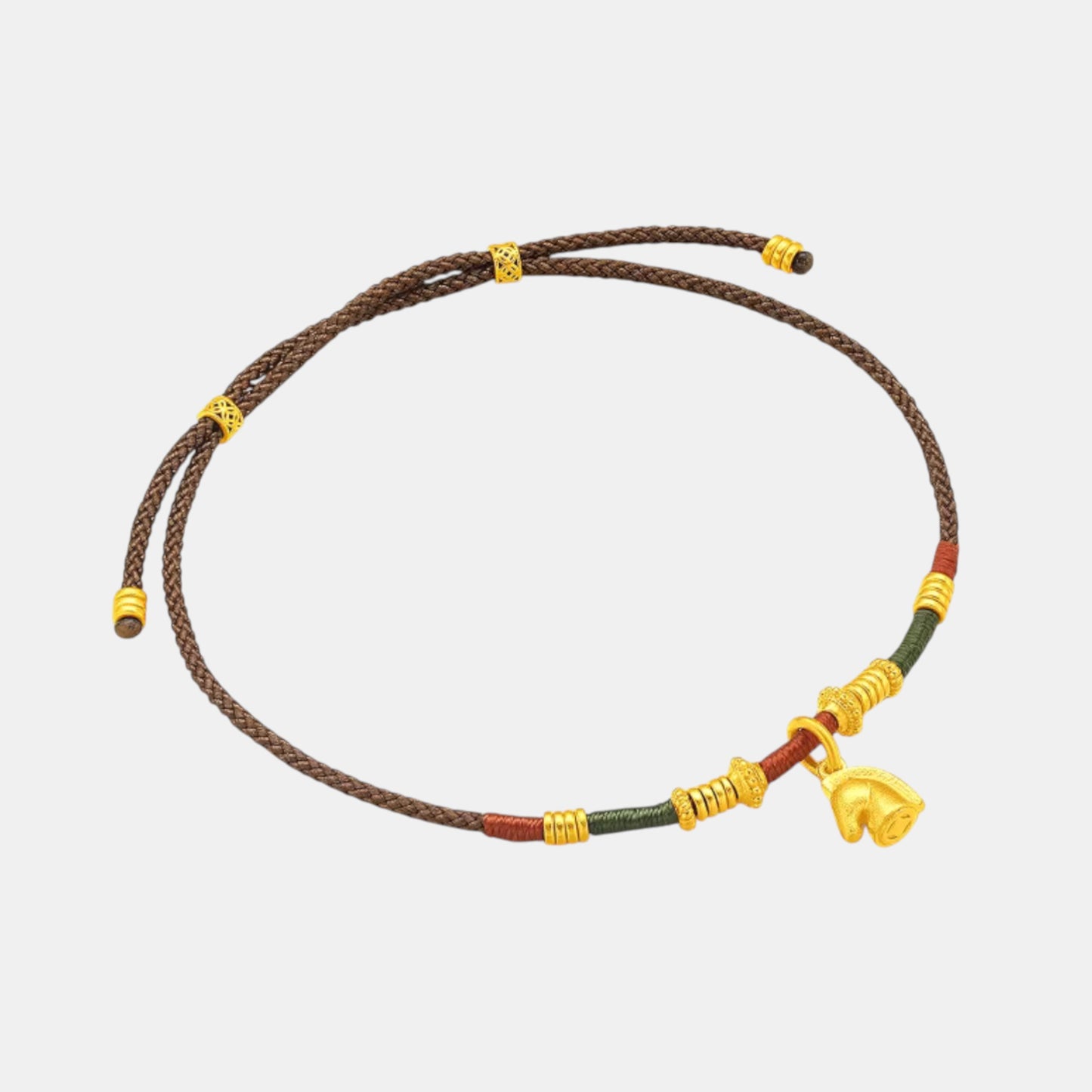 24K Gold Horse Charm Weaving Adjustable Bracelet
