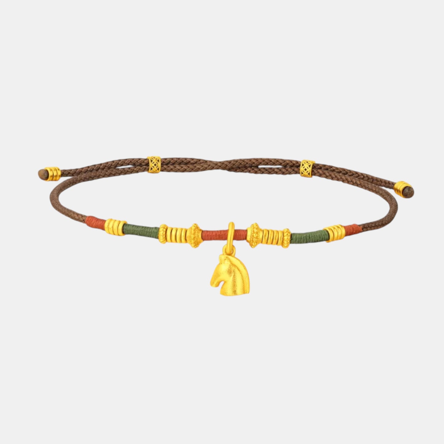 24K Gold Horse Charm Weaving Adjustable Bracelet