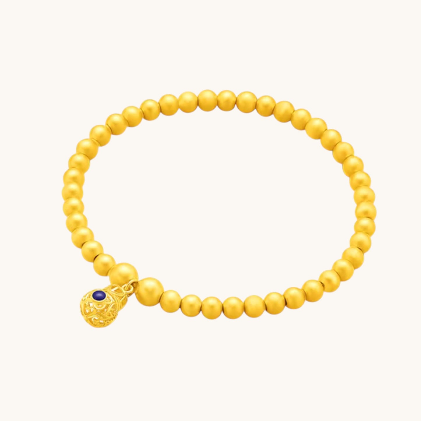 24K Gold Fortune & Prosperity Gold Gilded Enamel Lucky Turning Bead Bracelet