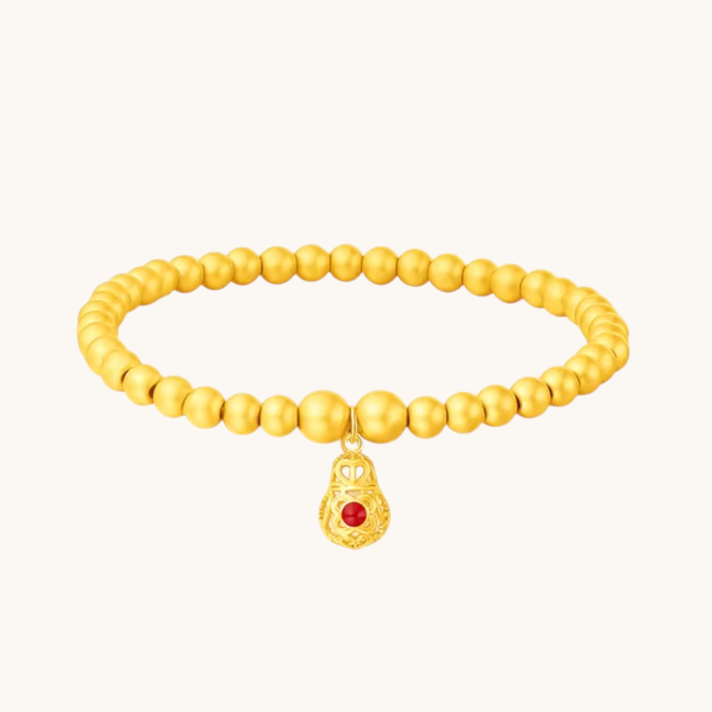 24K Gold Fortune & Prosperity Gold Gilded Enamel Lucky Turning Bead Bracelet