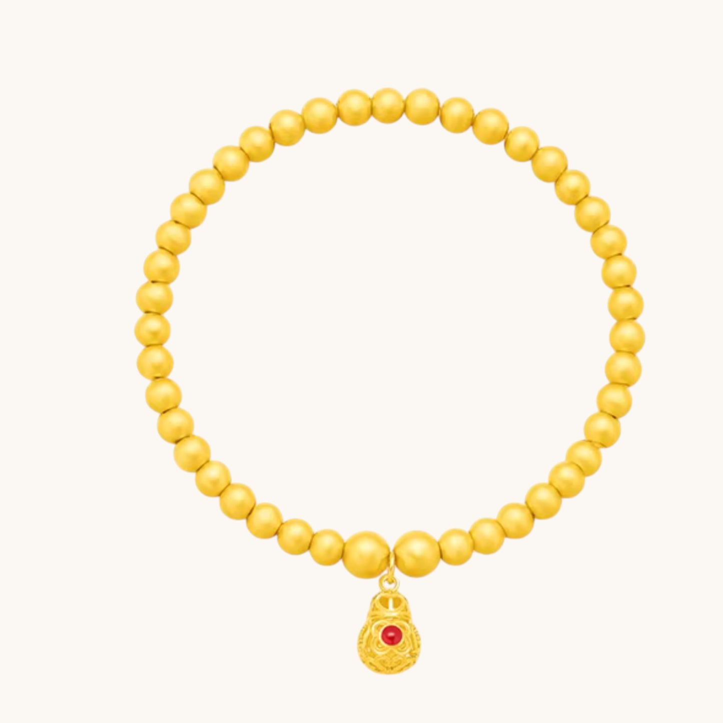 24K Gold Fortune & Prosperity Gold Gilded Enamel Lucky Turning Bead Bracelet