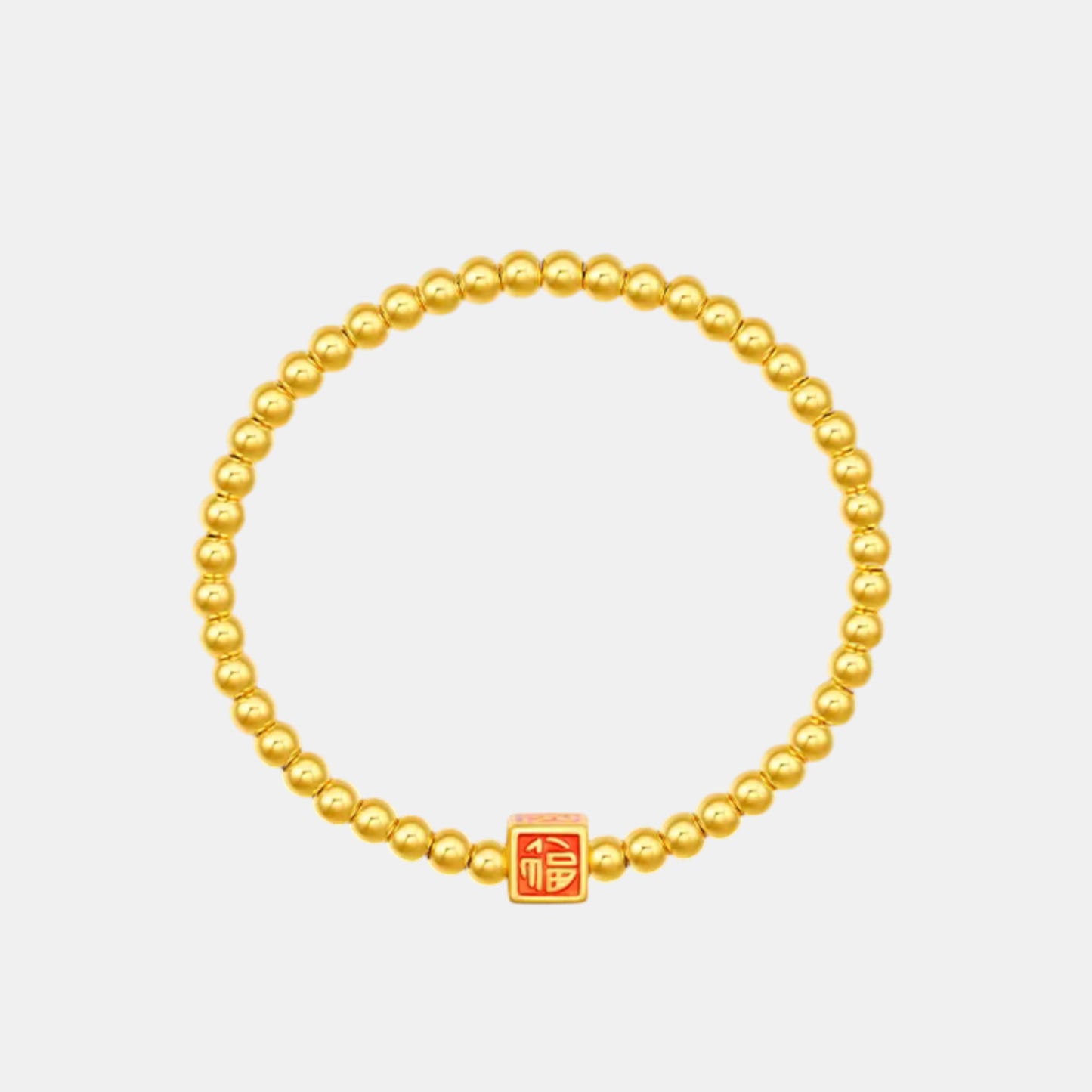 24K Gold Fortune & Prosperity Gold Gilded Enamel Lucky Turning Bead Bracelet