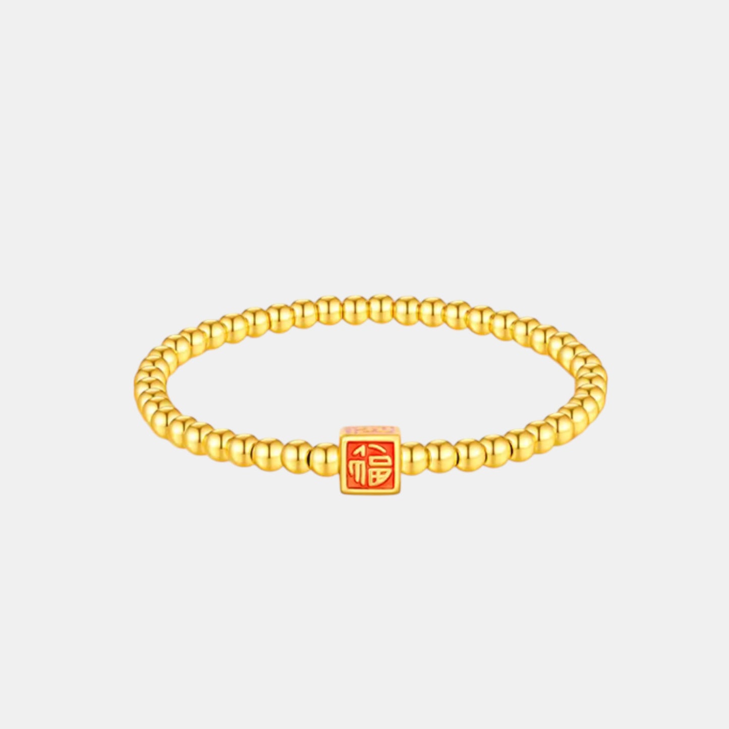 24K Gold Fortune & Prosperity Gold Gilded Enamel Lucky Turning Bead Bracelet