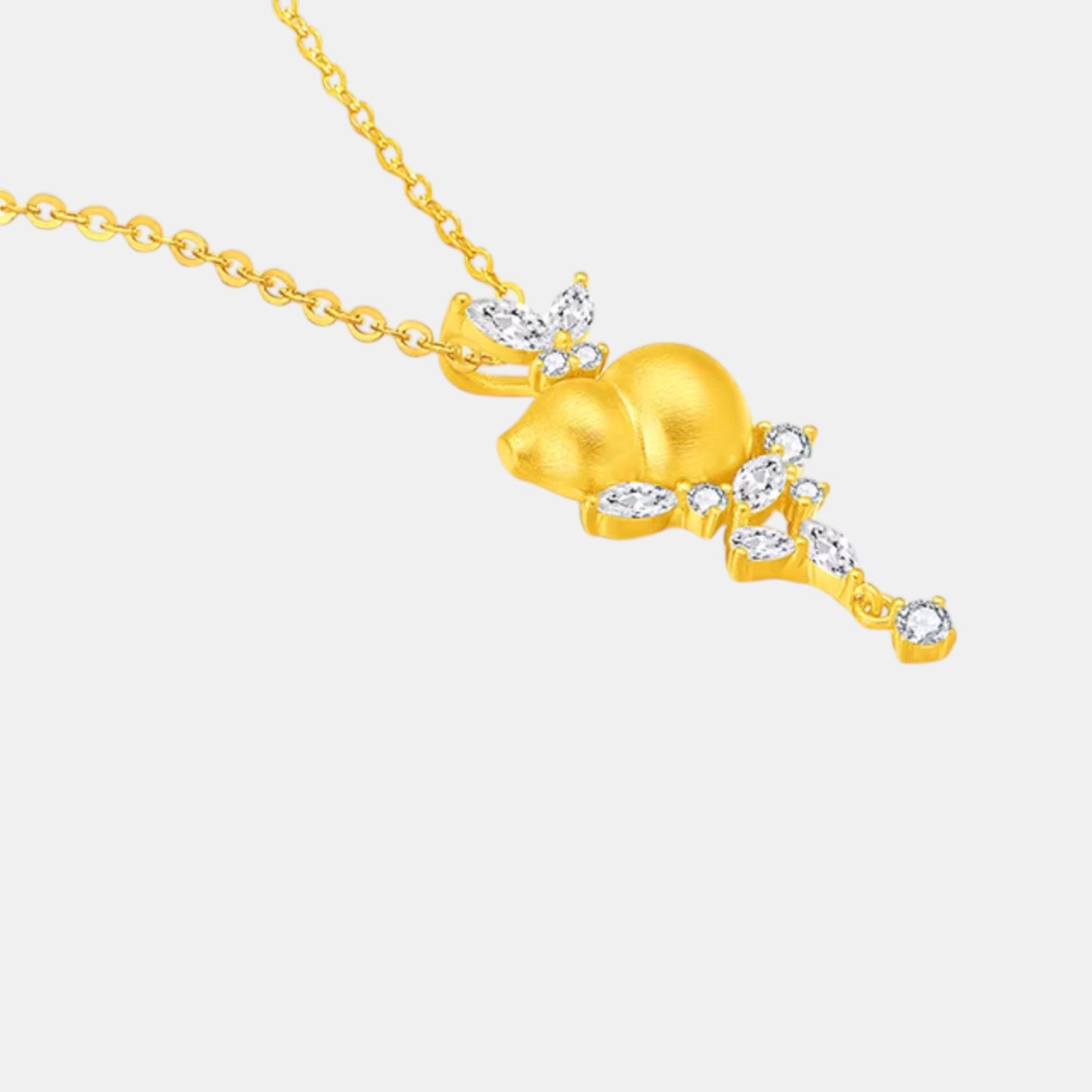 24K Gold Moissanite Gourd Pendant