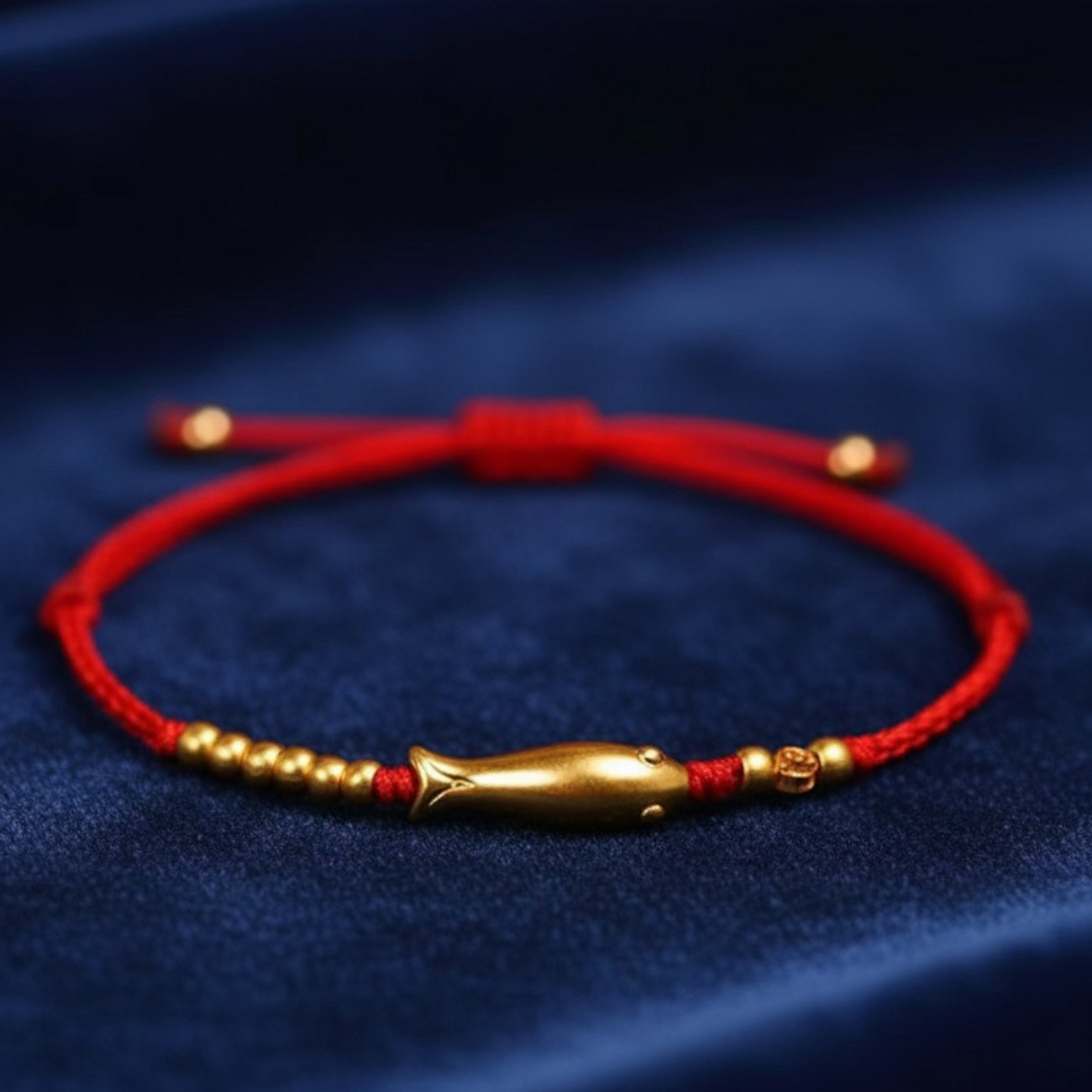 24K 999 Gold Lucky Koi Fish Charm Coins Beads with Weaving Bracelet