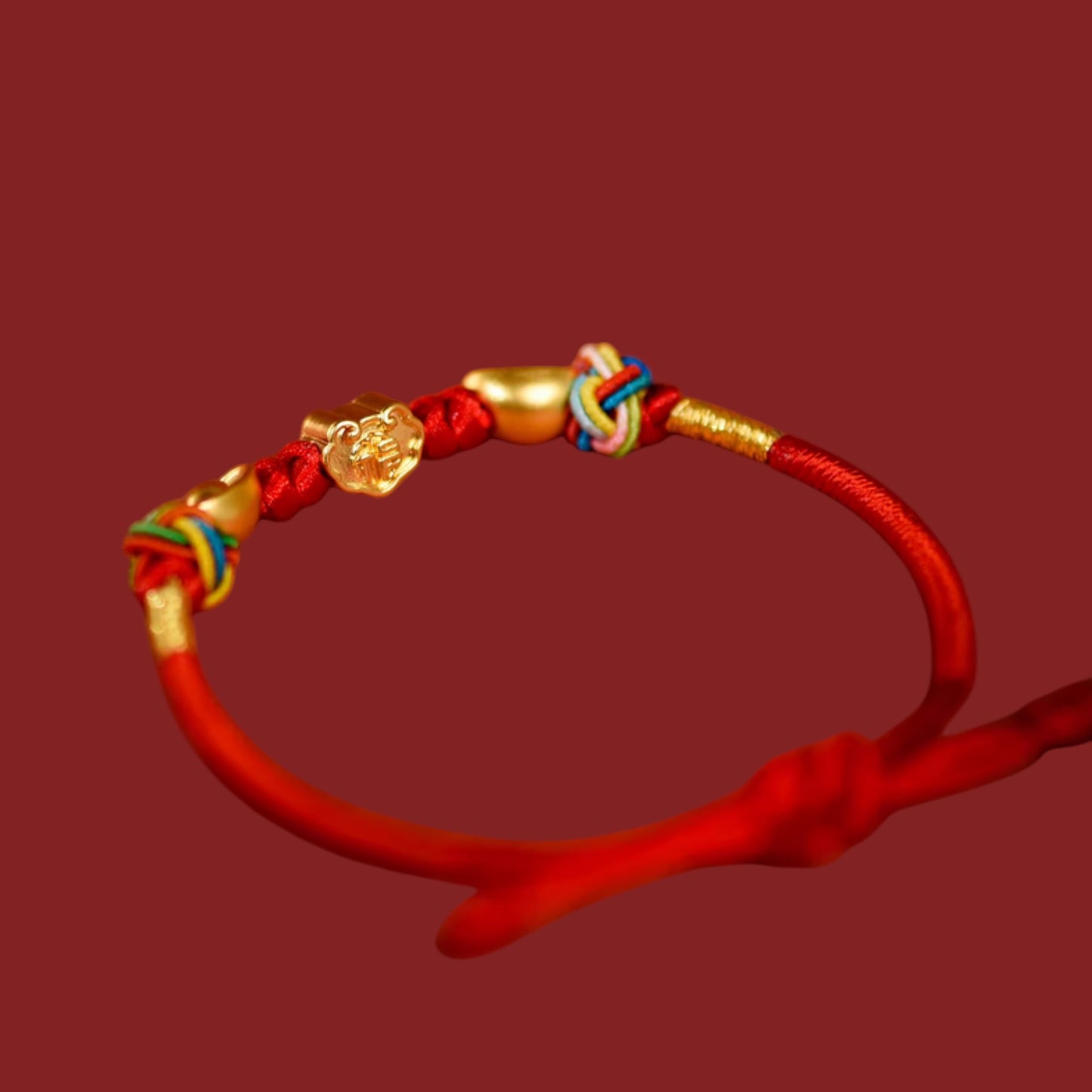 24K 999 Gold Lucky Auspicious Cloud Ruyi Lock Gourd Weaving Bracelet Adult and Kid