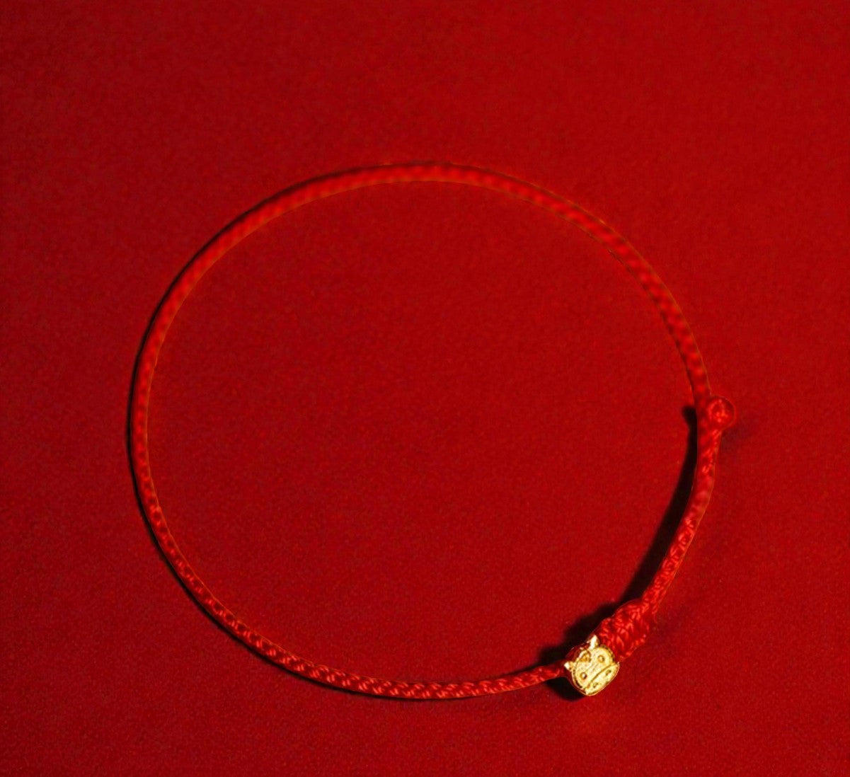 24K 999 Solid Gold Mini Horse Charm Weaving Adjustable Bracelet