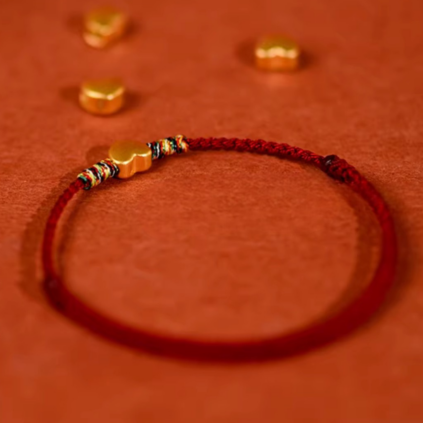 24K 999 Gold Heart Charm Weaving Adjustable Bracelet