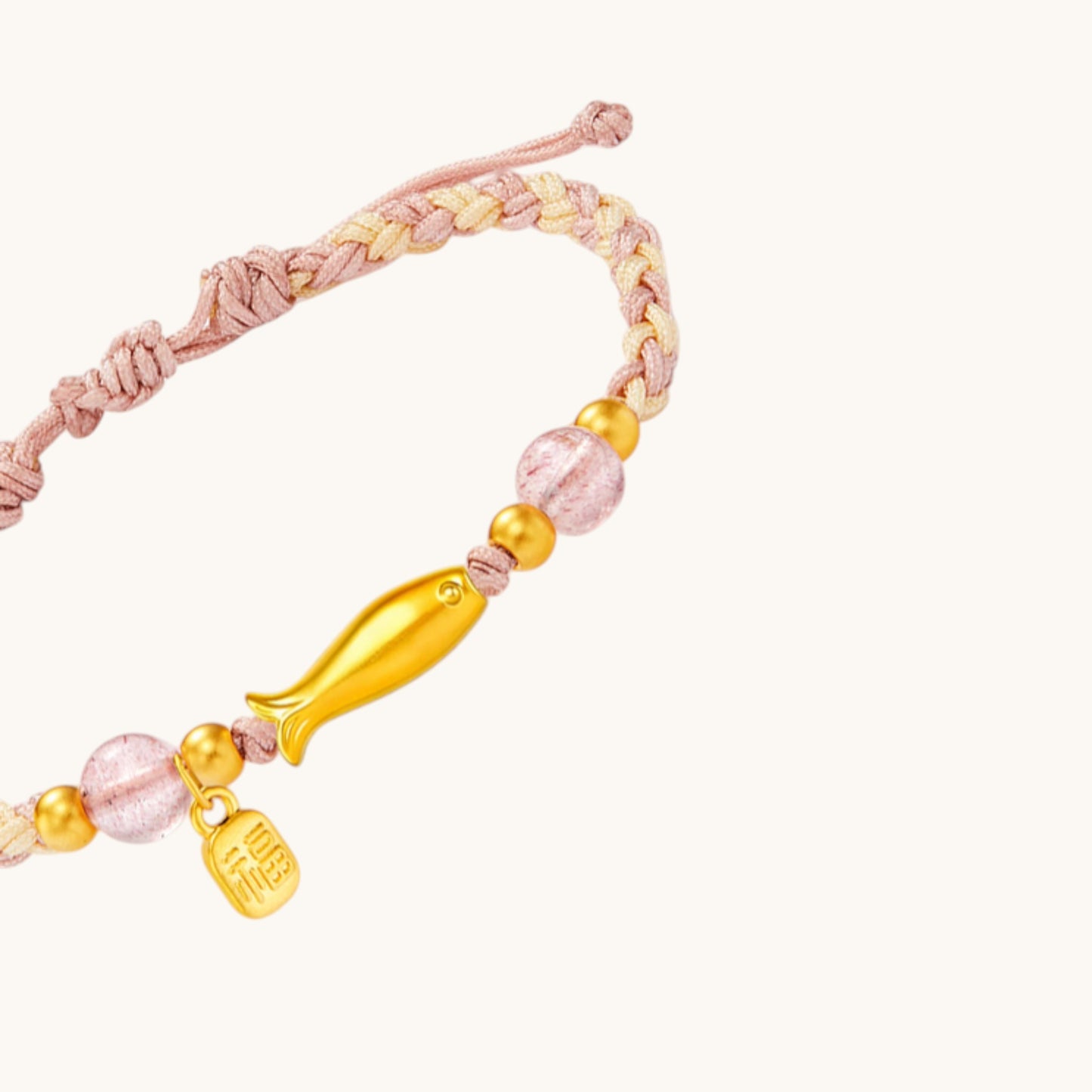 24K 999 5D Gold Fish Charm Blessing Fu Charm Weaving Adjustable Bracelet