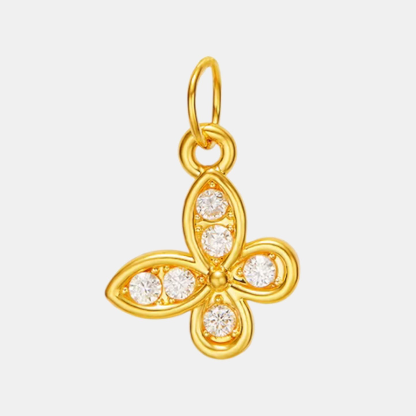 24K 999 Gold Zircon Mini Charms D.I.Y Butterfly Bow Heart Shape