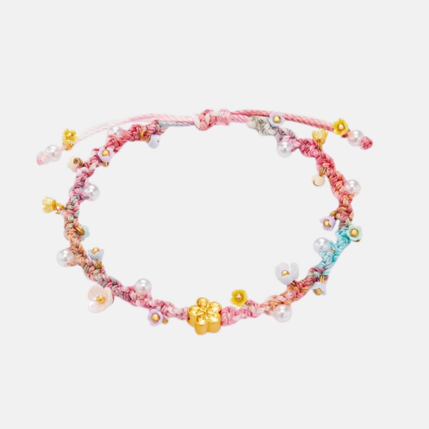 24K 999 5D Hard Gold Floral Flower Cherry Blossom Summer Garden Weaving Bracelet