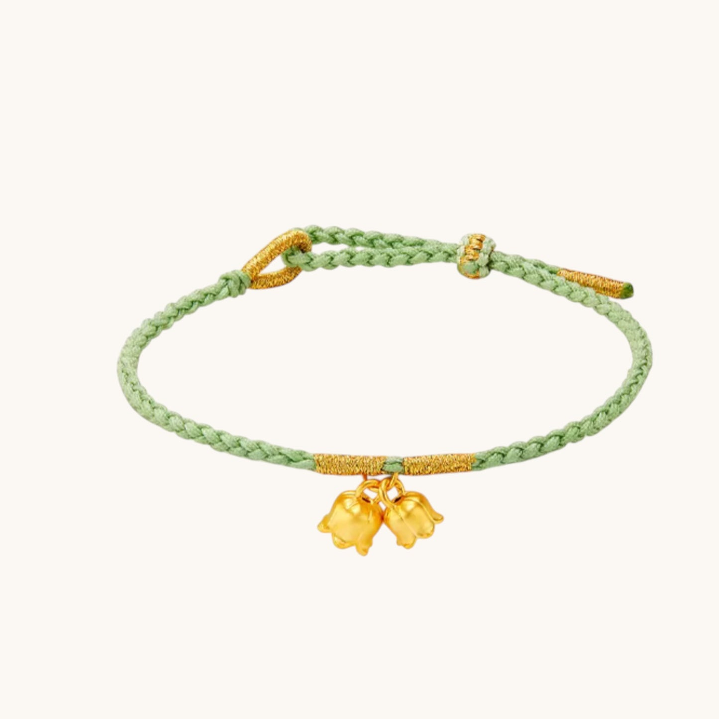 24K 999 5D Hard Gold LIly Flower Charm Weaving Bracelet
