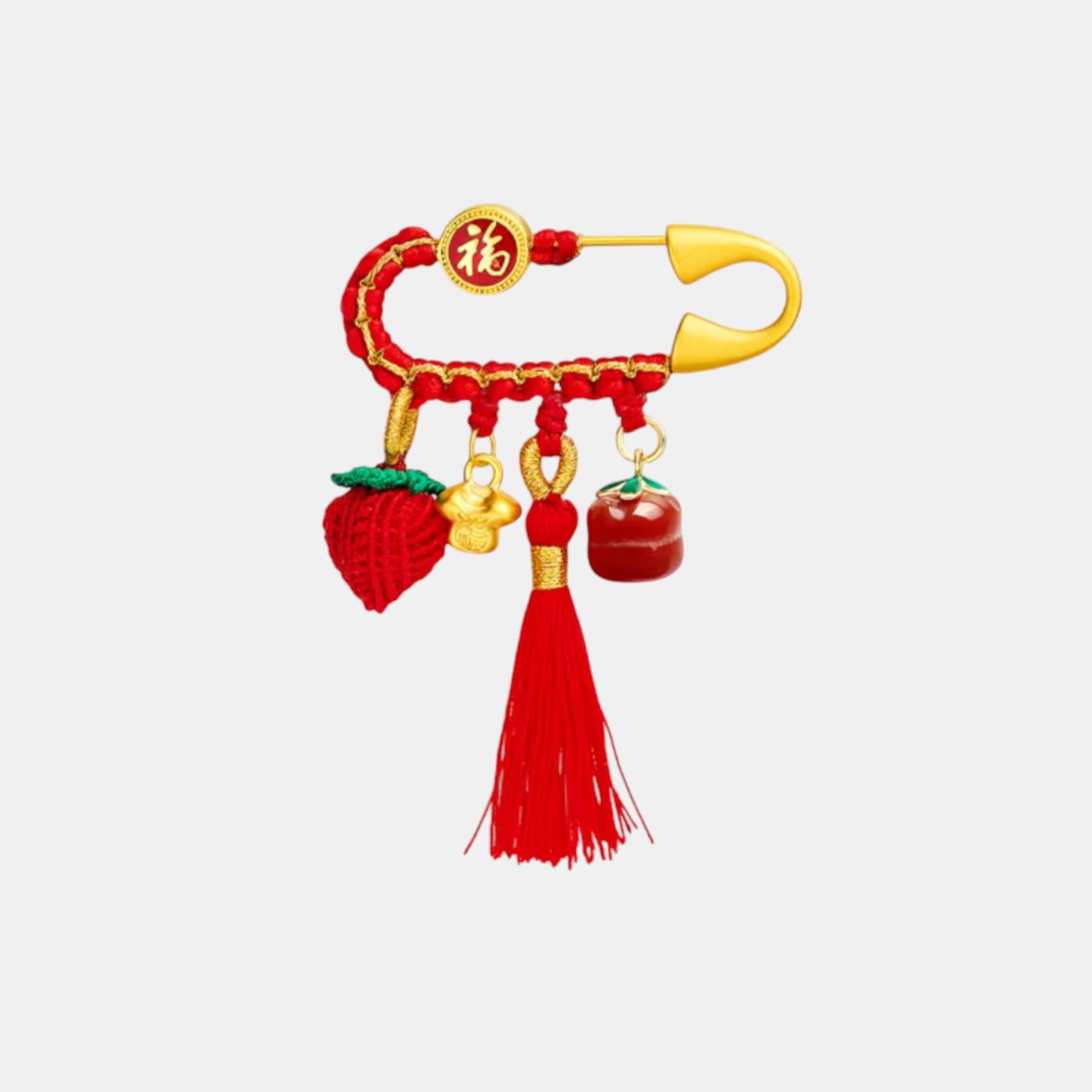24k 999 Gold Chinese Blessing Pin Brooch Spoon Baby Babyshower Gift