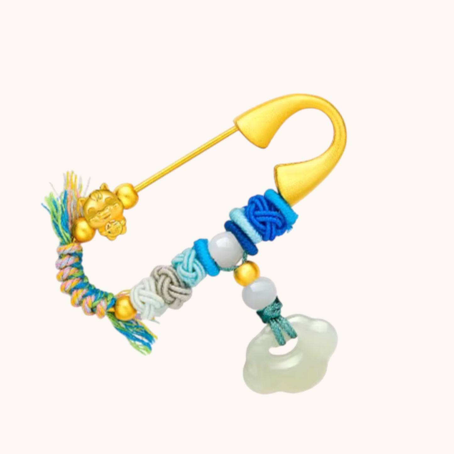 24k 999 Gold Chinese Zodiac Snake Horse Charm Weaving Pin Brooch Babyshower Gift
