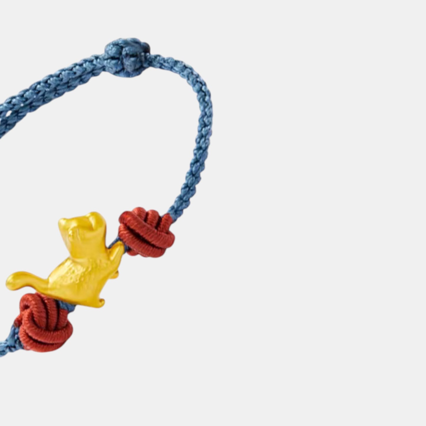 24K 999 5D Hard Gold Lucky Cat Charm Weaving Bracelet