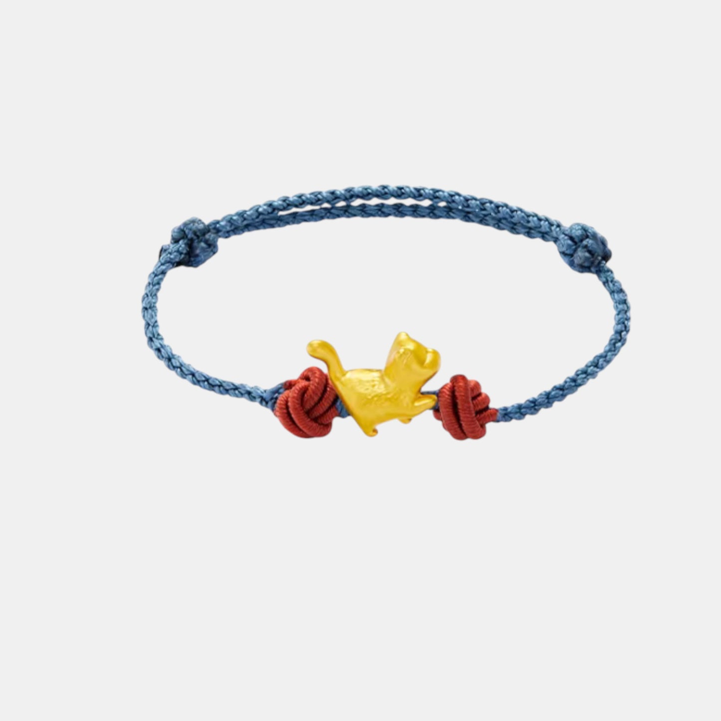 24K 999 5D Hard Gold Lucky Cat Charm Weaving Bracelet