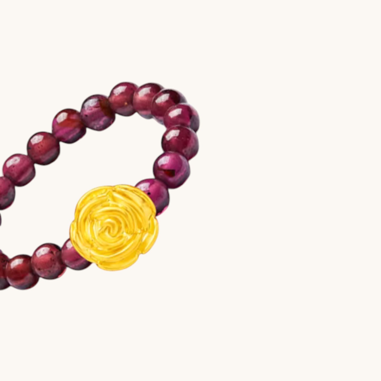 24K 999 5D Hard Gold Rose Flower Charm Beads Ring