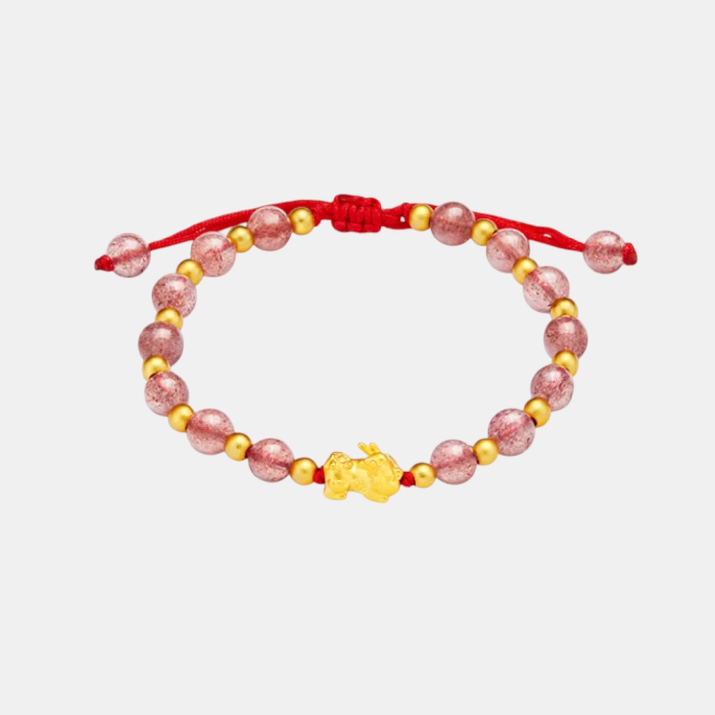 24K 999 Gold Bring Wealth Pixiu Charm Beads Adjustable Bracelet