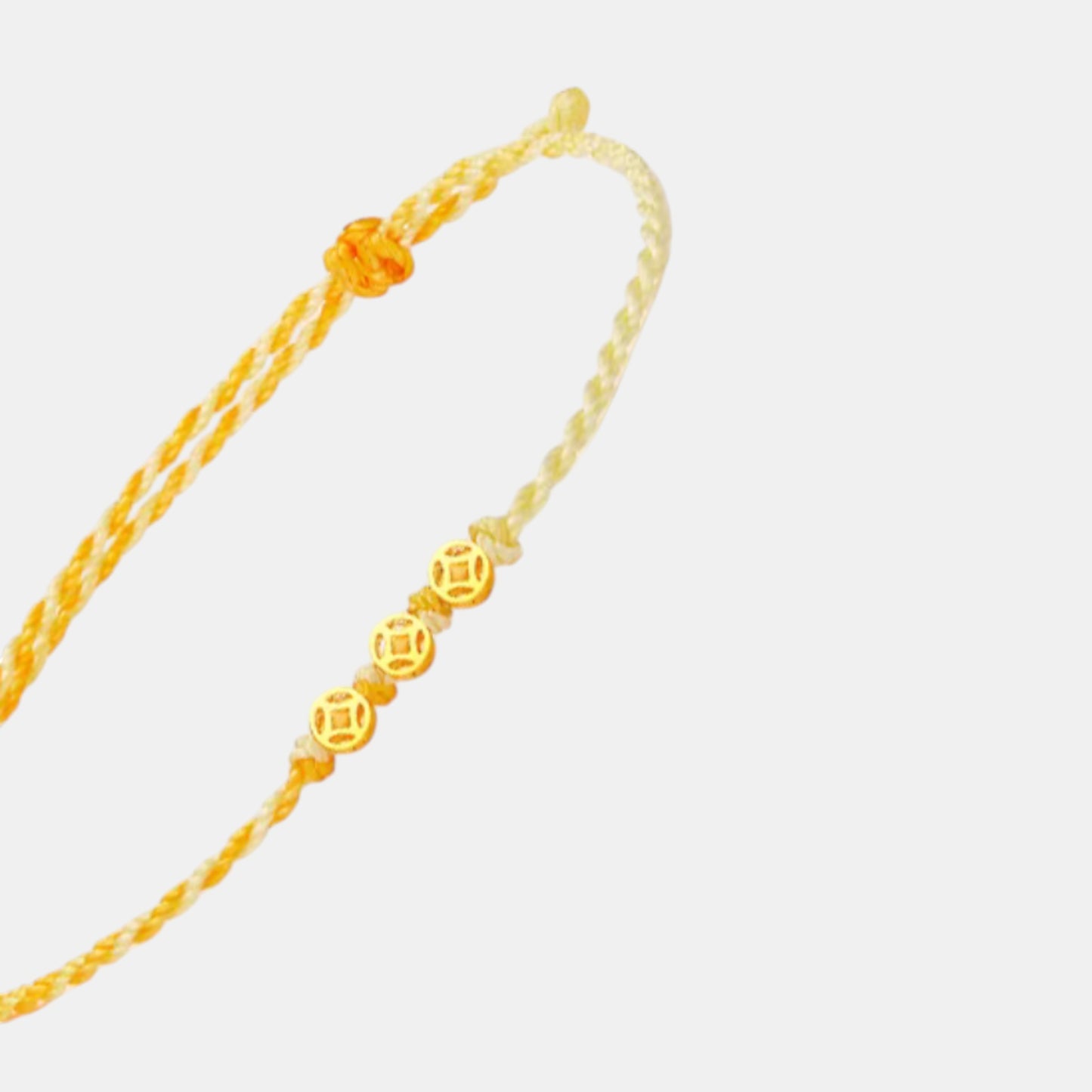 24K 999 5G Hard Gold Mini Chinese Coin Charms Thin Weaving Bracelet