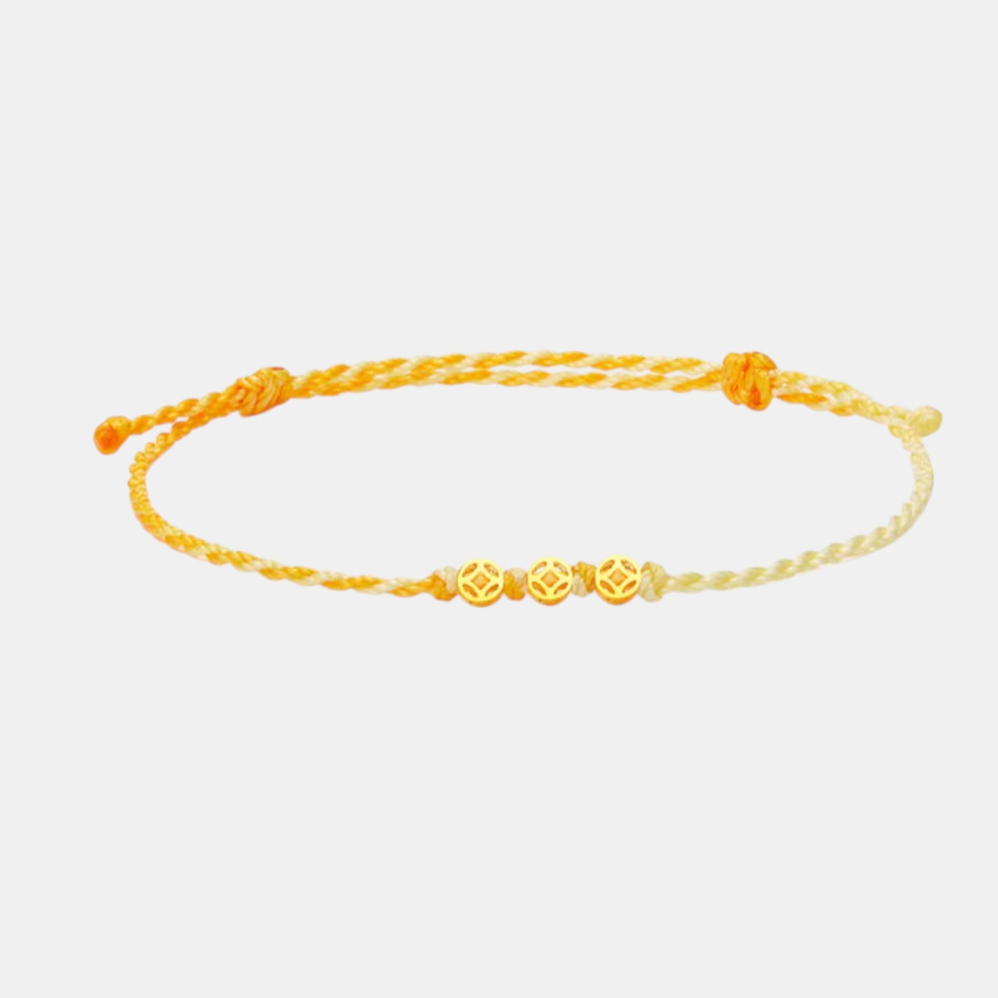 24K 999 5G Hard Gold Mini Chinese Coin Charms Thin Weaving Bracelet