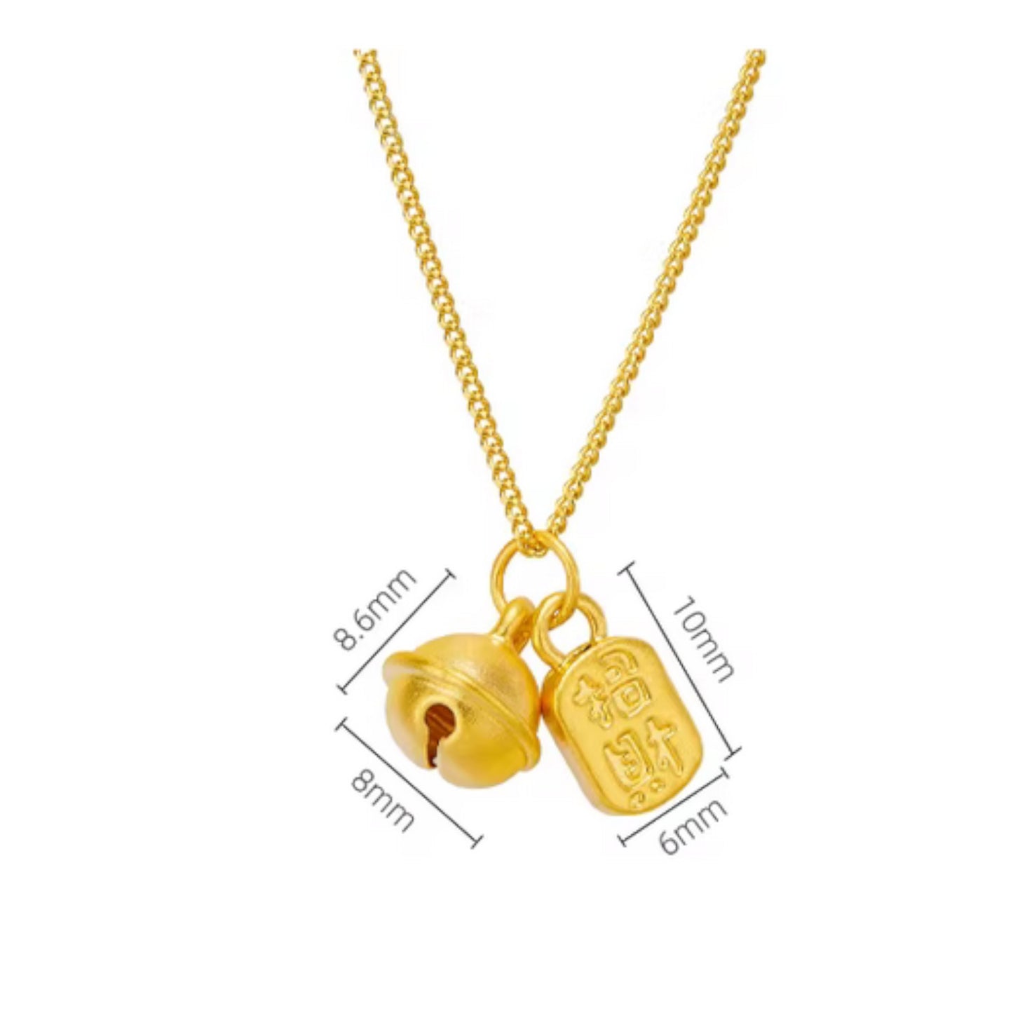 24K 999 5D Hard Bell and Bring Wealth Charm Pendant