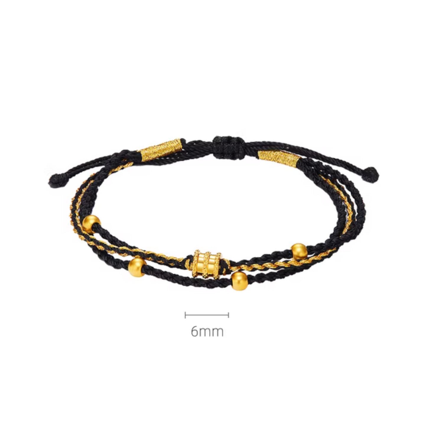 24K 999 5D Hard Gold Mini Star Beads Charm Weaving Double Bracelet