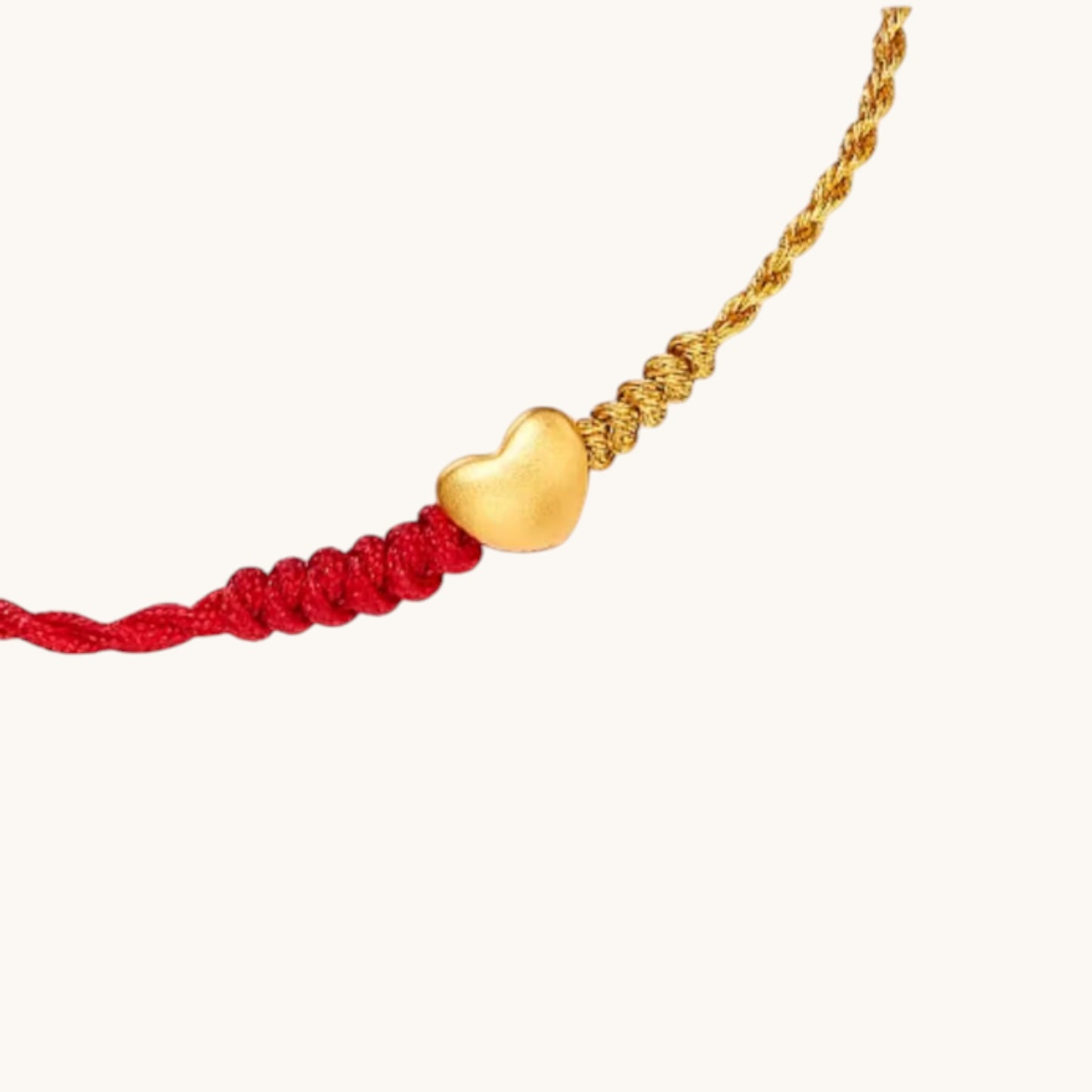 24K 999 3D Hard Gold Heart Charm Weaving Bracelet