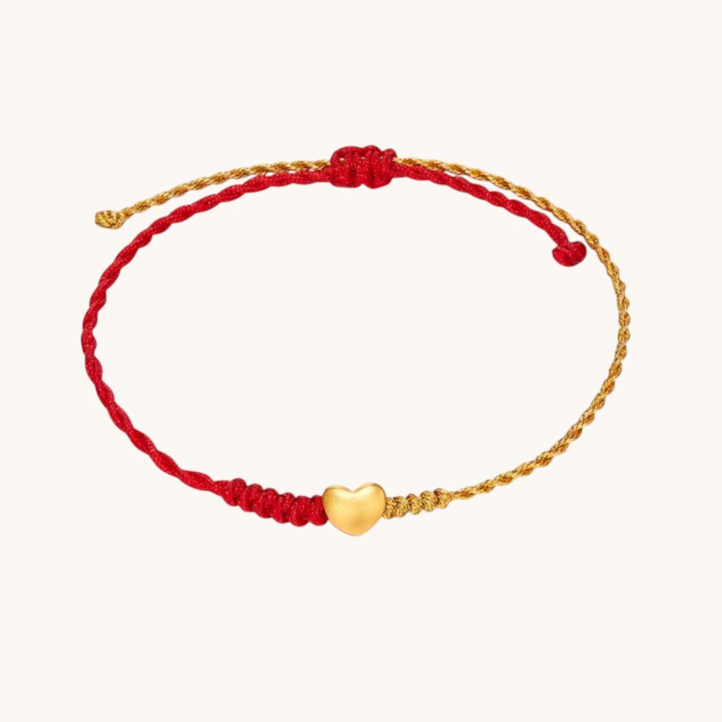 24K 999 3D Hard Gold Heart Charm Weaving Bracelet