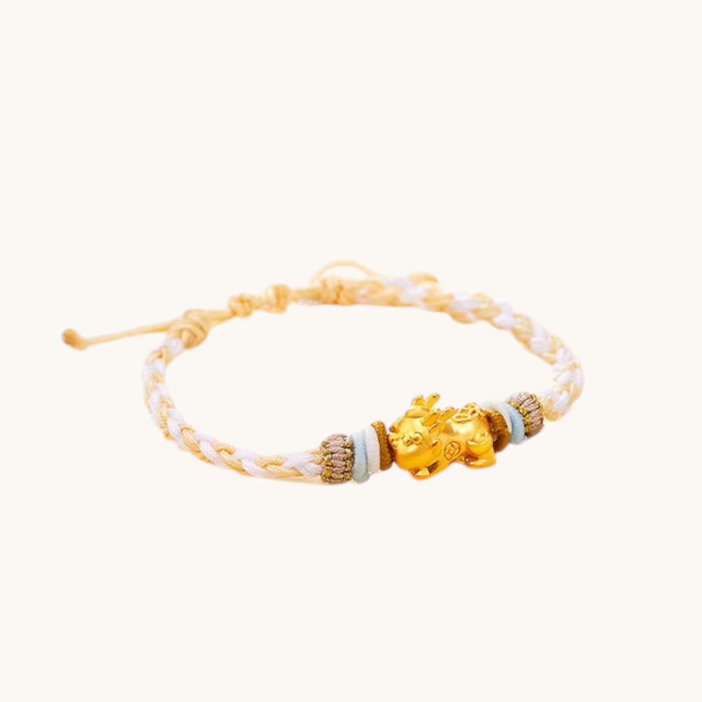 24K 999 Gold Pixiu Charm Bring Wealth Weaving Bracelet