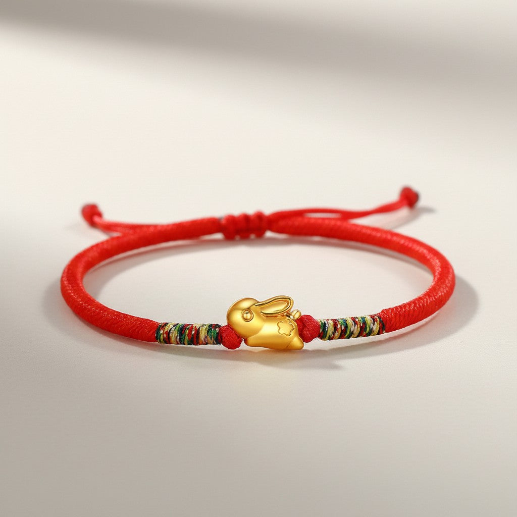 24K Gold 12 Zodiac Animal Horse Dragon Charm Weaving Adjustable Bracelet Kids and Adult Size