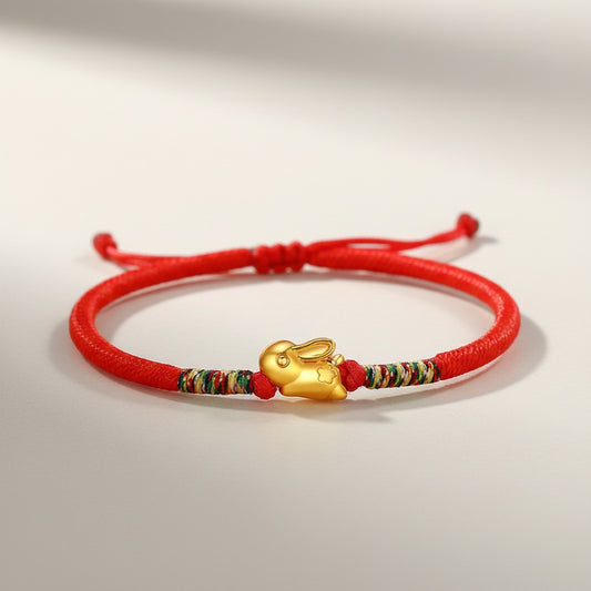24K Gold 12 Zodiac Animal Horse Dragon Charm Weaving Adjustable Bracelet Kids and Adult Size