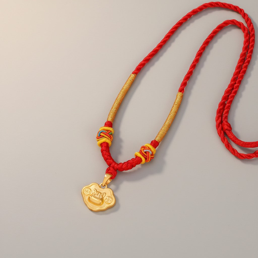 Year of the Horse Peace Lock Pendant, 999 Pure Gold Baby Lock, Children's Newborn Gift Necklace