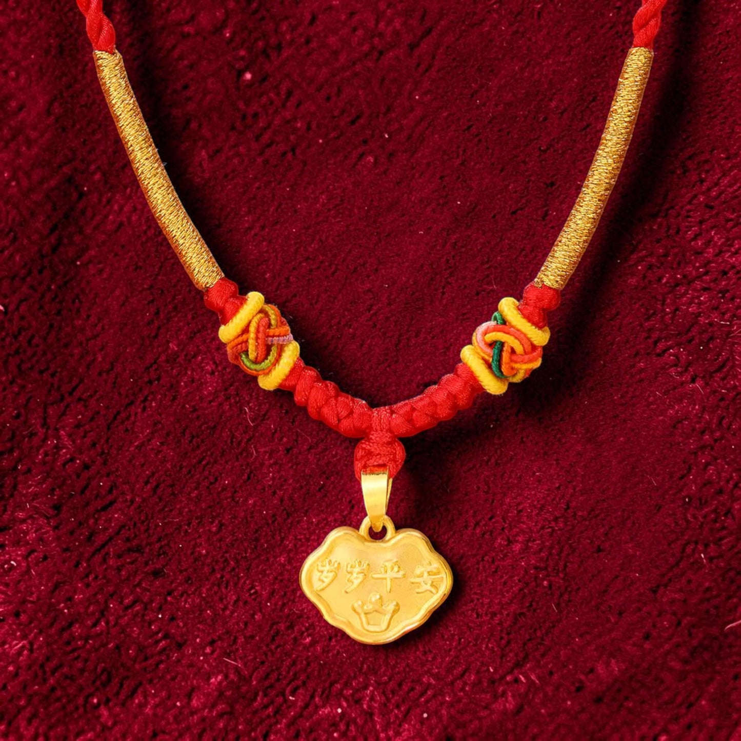Year of the Horse Peace Lock Pendant, 999 Pure Gold Baby Lock, Children's Newborn Gift Necklace