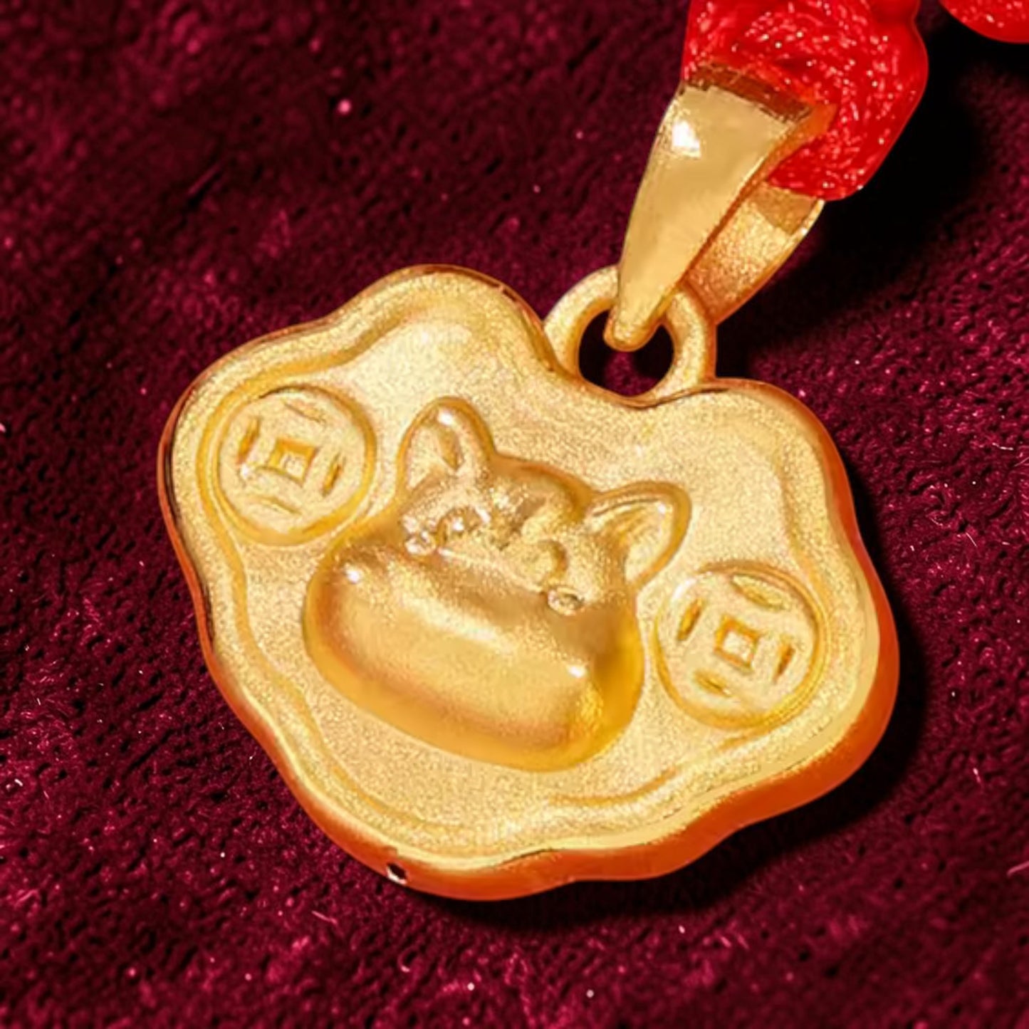 Year of the Horse Peace Lock Pendant, 999 Pure Gold Baby Lock, Children's Newborn Gift Necklace