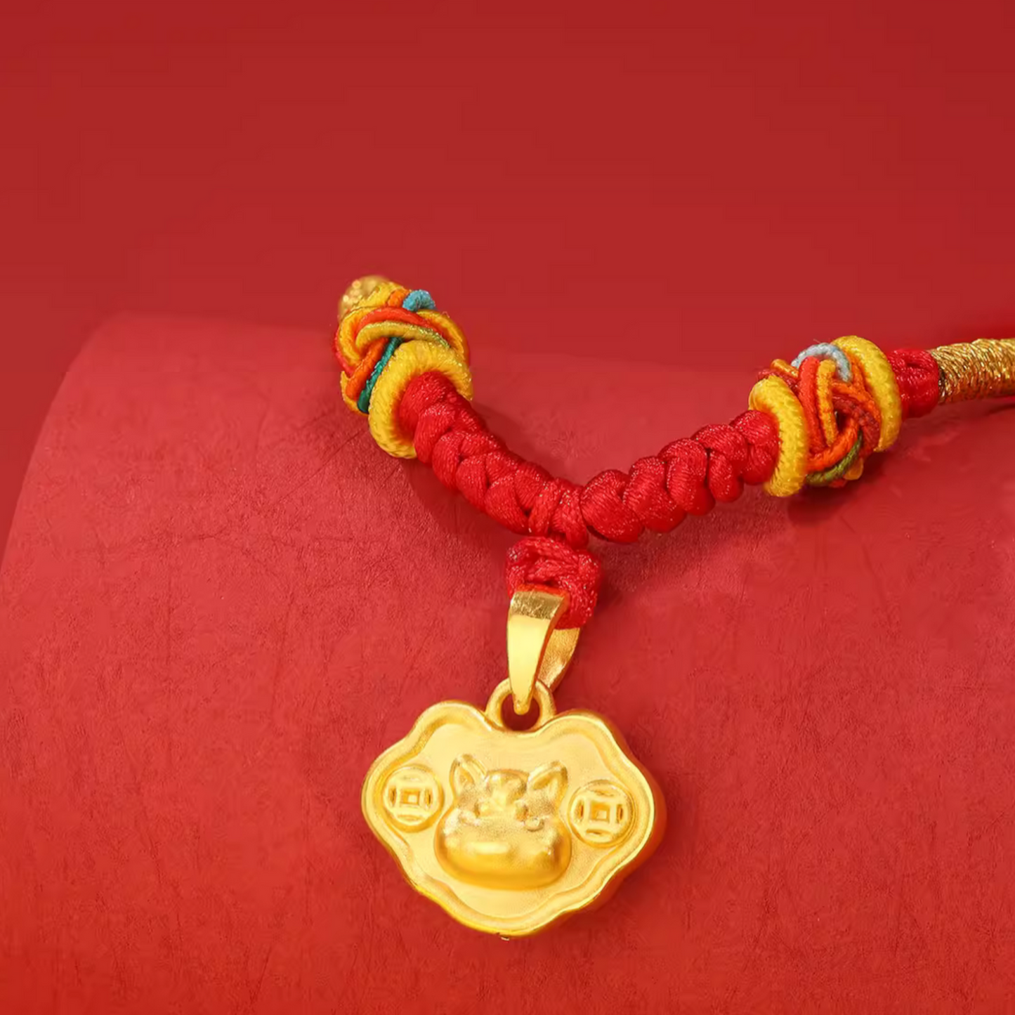 Year of the Horse Peace Lock Pendant, 999 Pure Gold Baby Lock, Children's Newborn Gift Necklace
