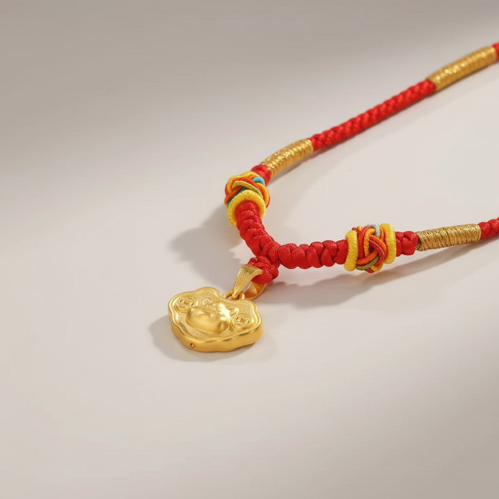 Year of the Horse Peace Lock Pendant, 999 Pure Gold Baby Lock, Children's Newborn Gift Necklace