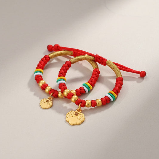 24K 999 Gold Lucky Cloud Lock Cord Bracelet Baby Kid Gift