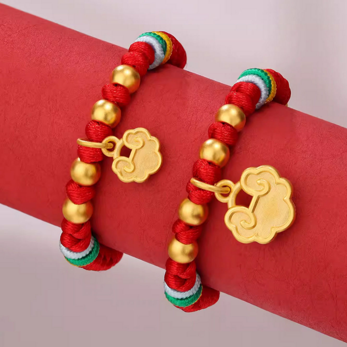 24K 999 Gold Lucky Cloud Lock Cord Bracelet Baby Kid Gift