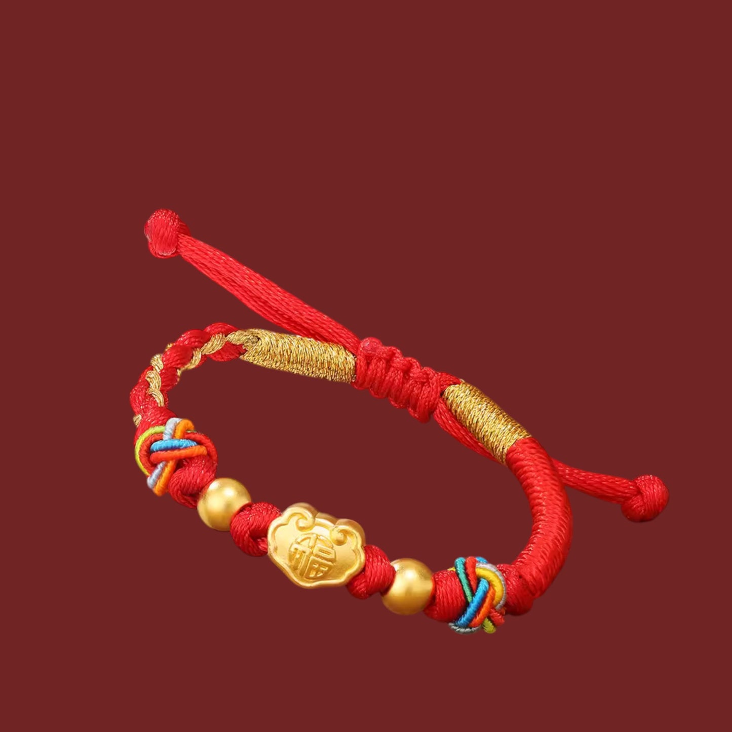 24K 999 Gold Lucky Cloud Blessing Charm Weaving Bracelet Kid Baby Gift Babyshower
