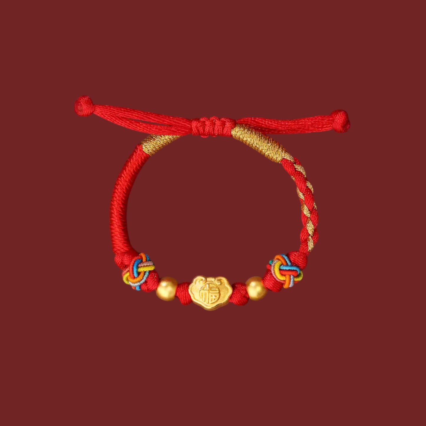 24K 999 Gold Lucky Cloud Blessing Charm Weaving Bracelet Kid Baby Gift Babyshower