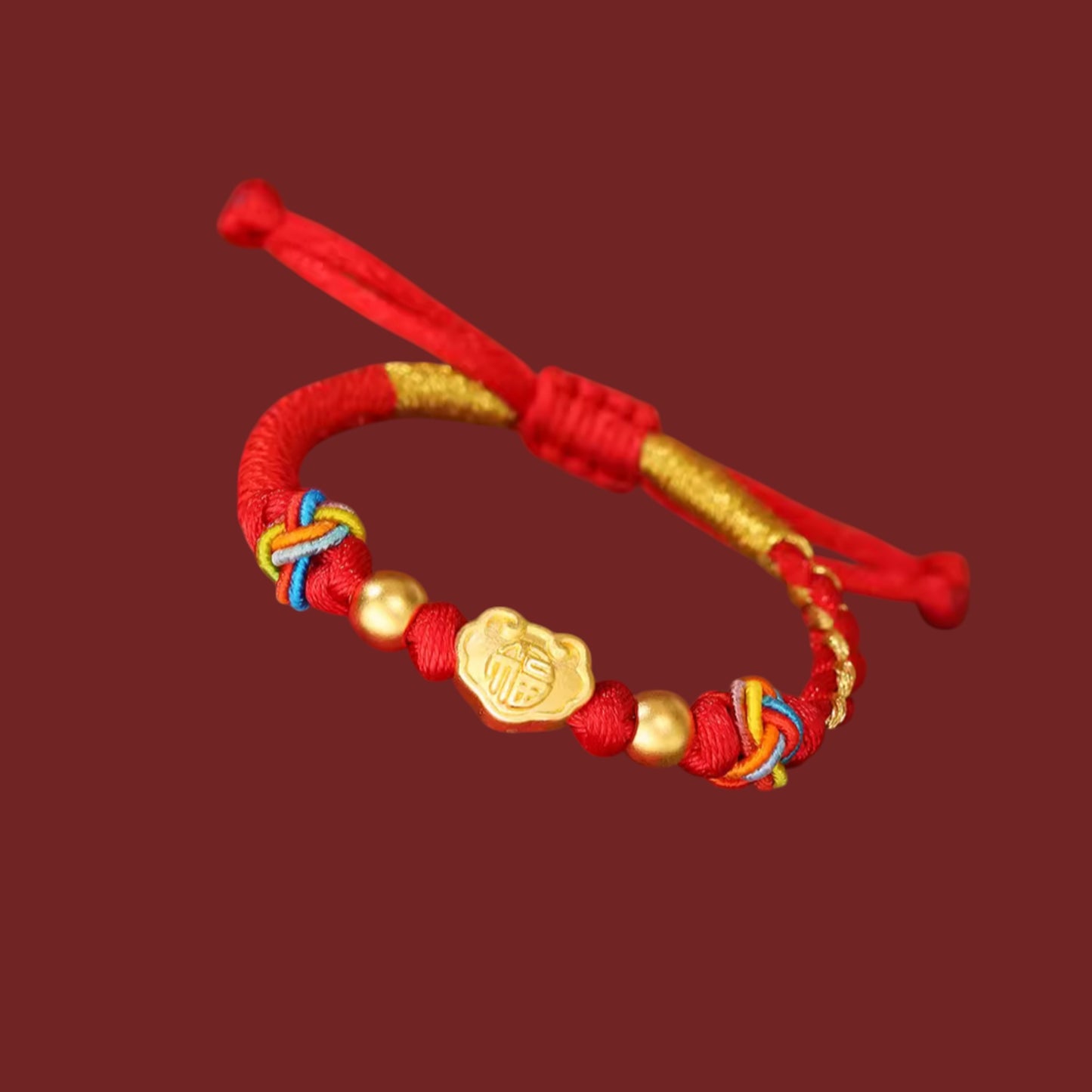 24K 999 Gold Lucky Cloud Blessing Charm Weaving Bracelet Kid Baby Gift Babyshower