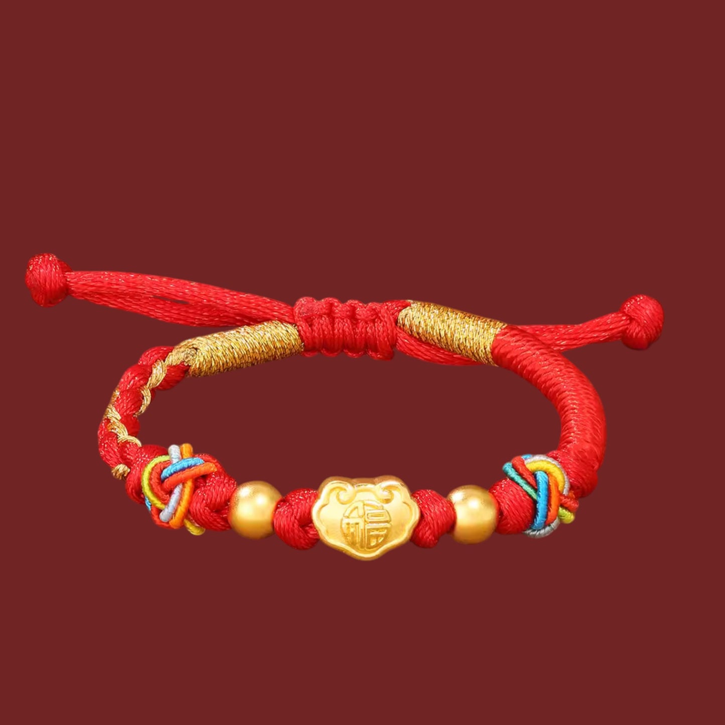 24K 999 Gold Lucky Cloud Blessing Charm Weaving Bracelet Kid Baby Gift Babyshower
